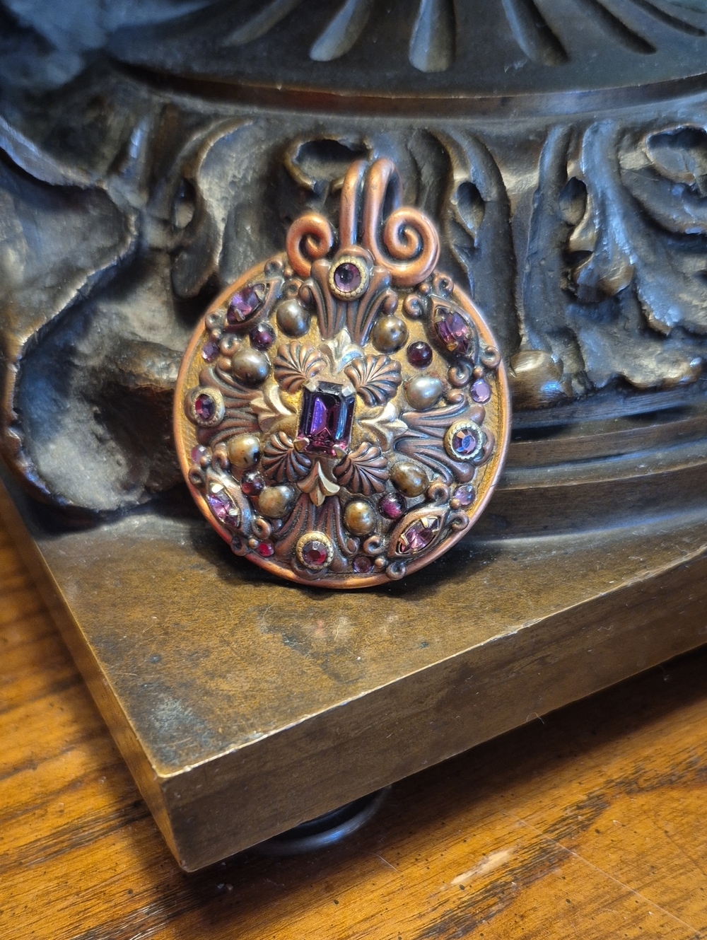 Michal Golan Byzantine Victorian Revival Vintage Copper Pendant